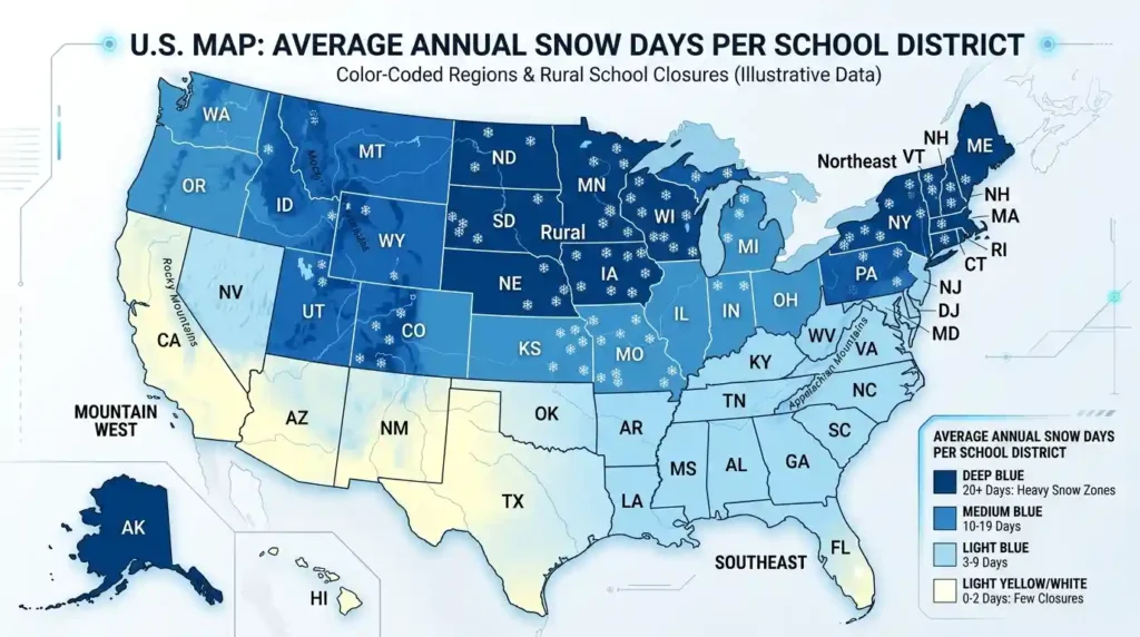 snow day frequency by region