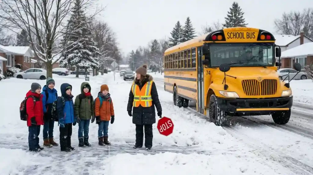 School Bus in Winter Weather