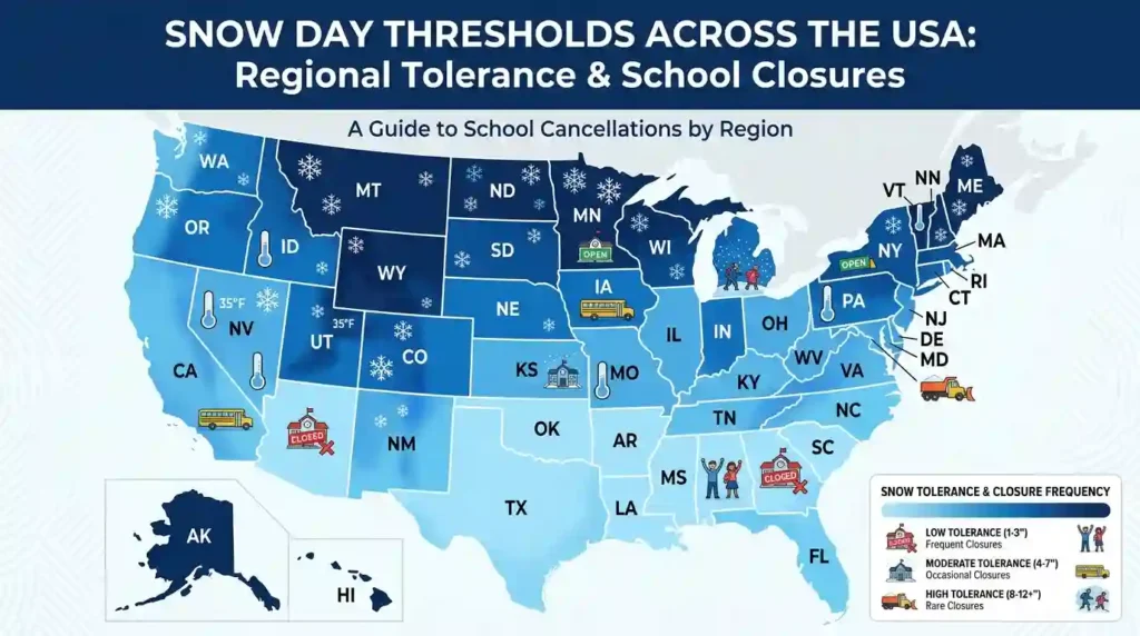 Snow day thresholds by region