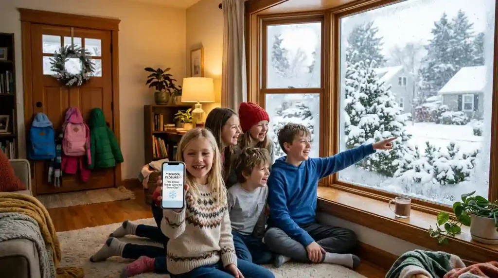 Student Excitement on a Snow Day