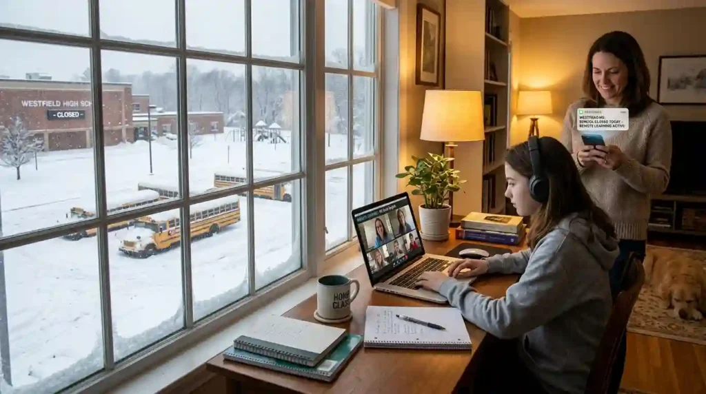 quiet school building closed because of heavy snow